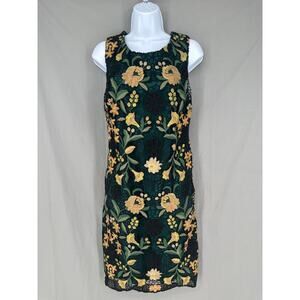 Eva Franco Anthropologie Dress Womens 6 Green Floral Crochet Lace Midi Pencil